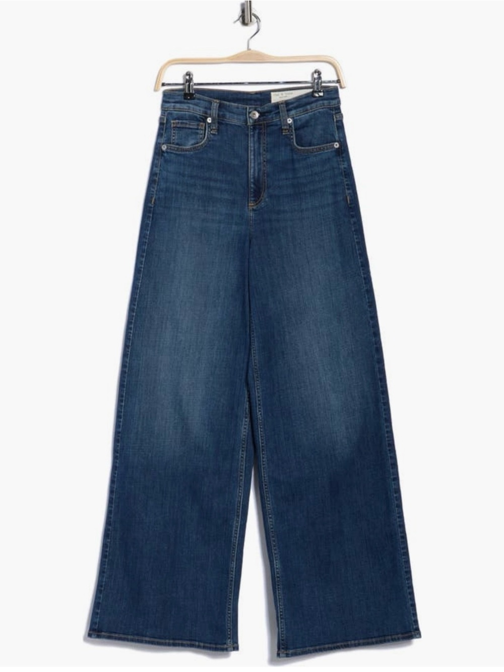 rag & bone Wide Leg High-Rise Jeans in Deep Blue Wash